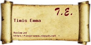 Timis Emma névjegykártya